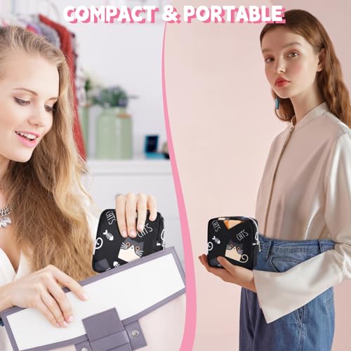 Image of Likesing 5.1 inch Mini Makeup Bag for Purse, Nylon Small Makeup Pouch Travel Cosmetic Make up Bags for Women Girls, Cute Preppy Mini Toiletry Bag Coin Pouch Period Bag(5170 Black)