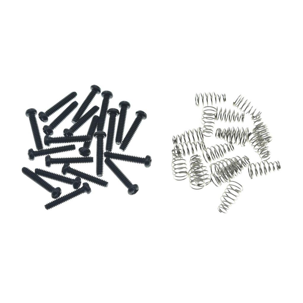 KAISH 20-Pack Stainless Steel American #6-32 Single Coil Pickup Screws with Springs for Stratocaster/Telecaster Black
