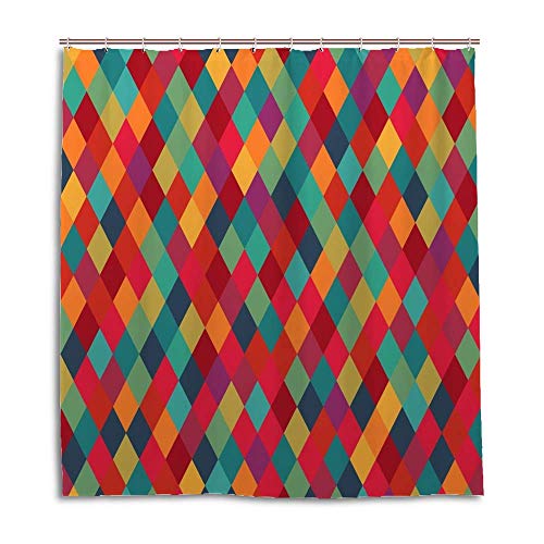 Rideau de douche polyester losanges CHEHONG 180x180 cm avec crochets - 2