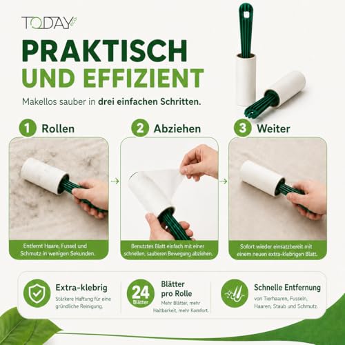 Today Eco – Fusselroller Set, 16 Rollen, 2 Griffe und Hülle – Ansicht 4