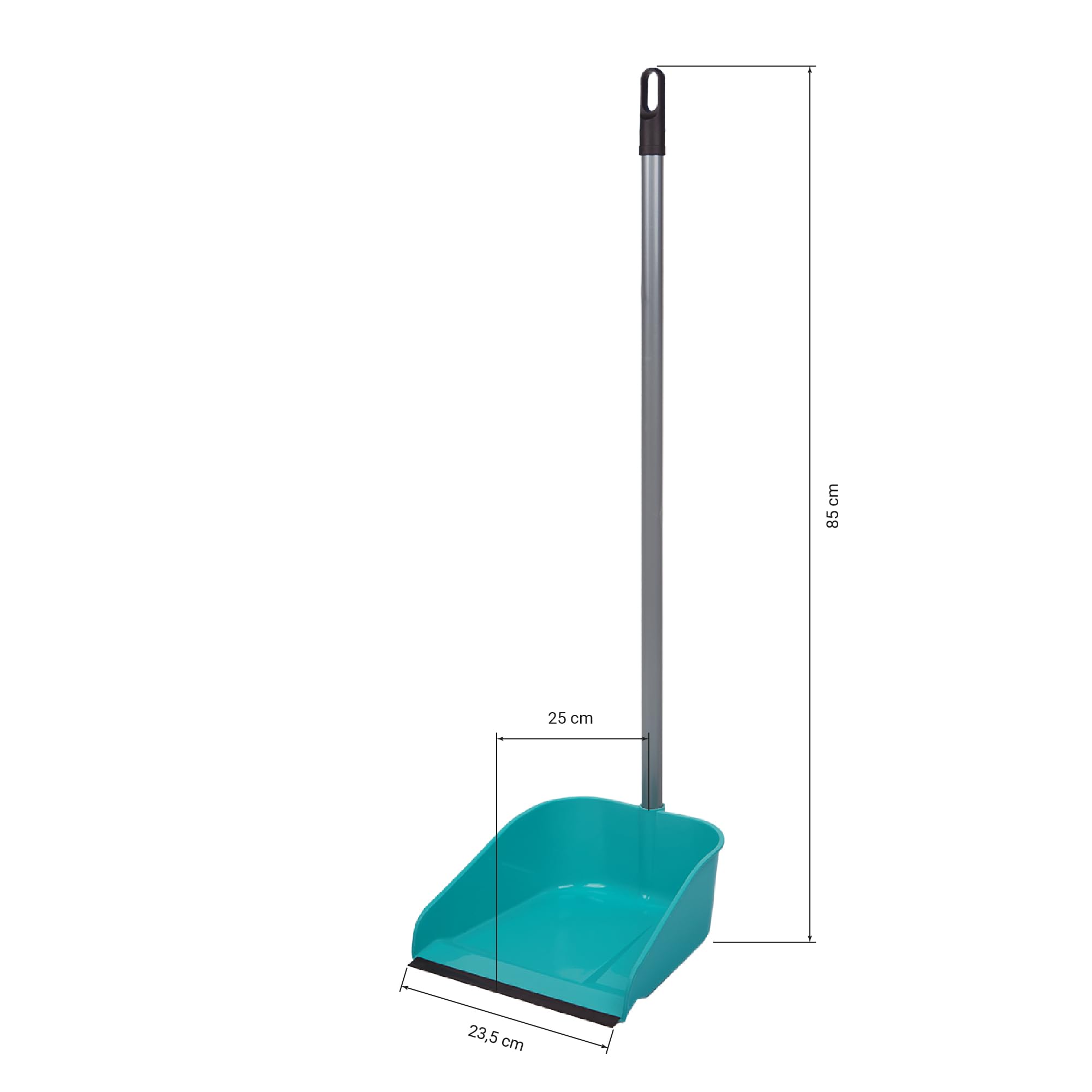 Cofan Recogedor Fijo con Borde de Goma y Mango Metálico | Color: Verde Agua | Ideal para la Limpieza del Hogar