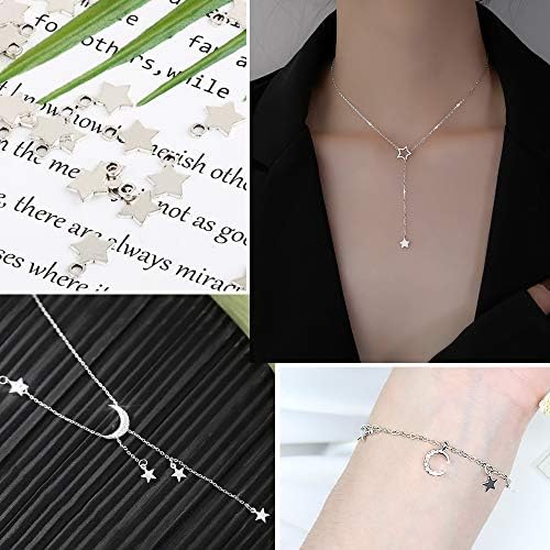 100pcs Mini Star Charms Pendants - Silver Alloy Enamel Charms For DIY Jewelry Making Earrings Bracelets Crafts 8x11mm