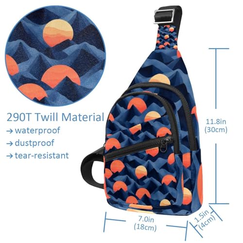 Mochila cruzada con correa ajustable Sunset Mountain multicolor estampado montaña 4