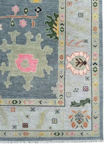 Tapete decorativo tejido a mano 9x12 pies gris miniatura 4