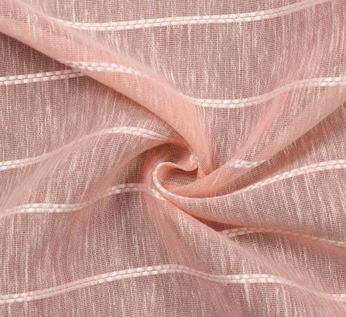 Image of Exporthub Sheer Linen Cotton Curtains for Window 6 Feet Set of 2, Pink - Light Filtering Breathable Fabric Drapes for Living Room & Bedroom (EHSPR051 64)
