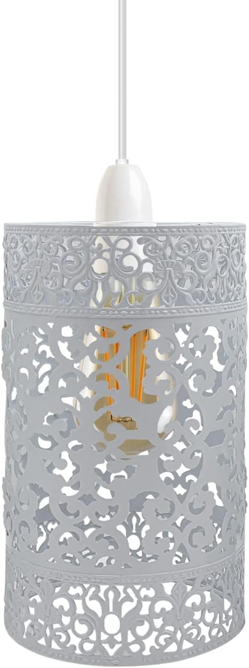 Ledsone Pattern 6 - Cage White Ceiling Light Fixture Chandeliers Ceiling Lights Metal Cage Lampshade