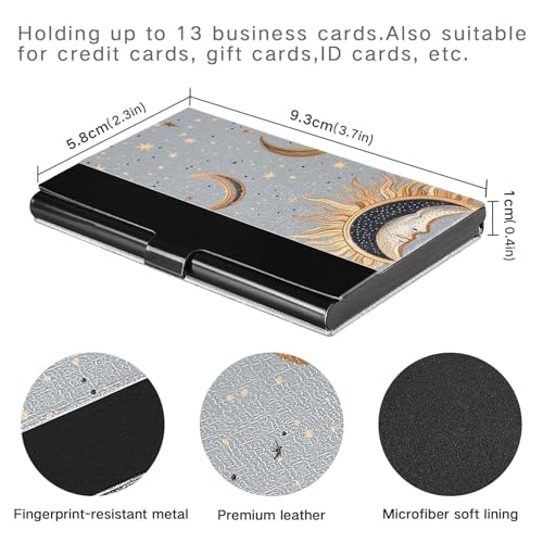 KLL Golden Celestial Voodoo Style Ultra-Thin Business Card Holder case with Leather & Stainless Steel Card case for Business Meeting Use portatarjetas para Hombre3