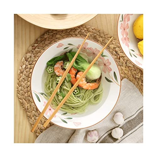 Prachtige kom Ceramic Bowl Nordic Style Servies Huishoudelijke Ramen Kom Magnetron Beschikbaar 8 Inch Wit - Afbeelding 6