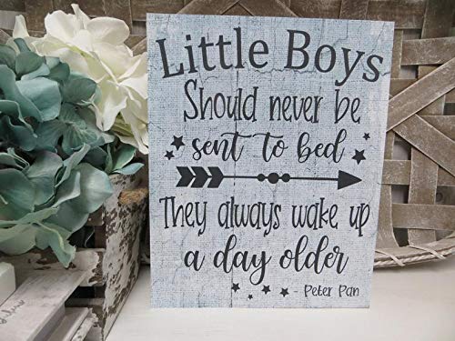 pmxkbzzr Wood Boys Sign, Little Boys Should Never be Sent to Bed, Boy's
