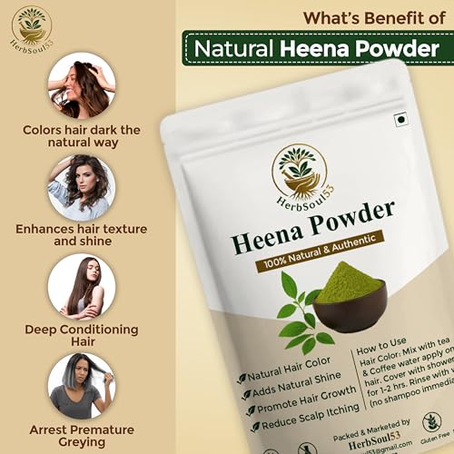 Image of Natural Henna Powder 200gm | Herbal Mehandi Hair Color for Grey Coverage & Shine | Deep Conditioning, Strong Hair Growth, Hair Strength & Fall Control | No Added Color or Preservatives