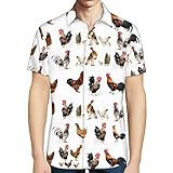 dolyues camicia casual con bottoni, camicia estiva a maniche corte da uomo, vestibilità aderente, taglia s-4xl, pollo-bianco, m