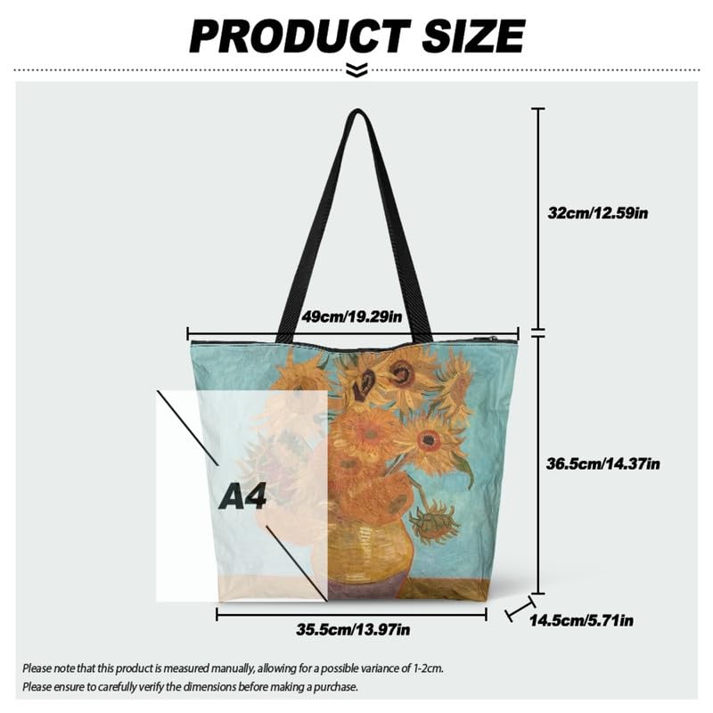 Image of Art Lover Zippered Tote Bag Waterproof Large Work Tote Bags, Artwork Women's Purse Handbags Travel Totes
