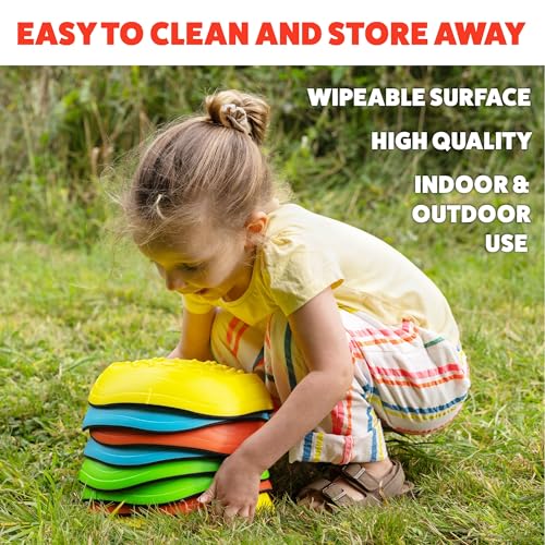 Toyrific Stepping Stones Balance Game - 8 Stackable Pieces, Sensory Stones, Non-Slip With Spinner And Games, Indoor And Outdoor Play Toy For Kids, Holds Up To 100Kg - 4