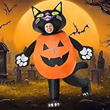 Percozzi Inflatable Cat Costume Adult, Pumpkin Black Cat Blow Up Costumes Full Body Design Funny Halloween Cosplay Unisex Women Men
