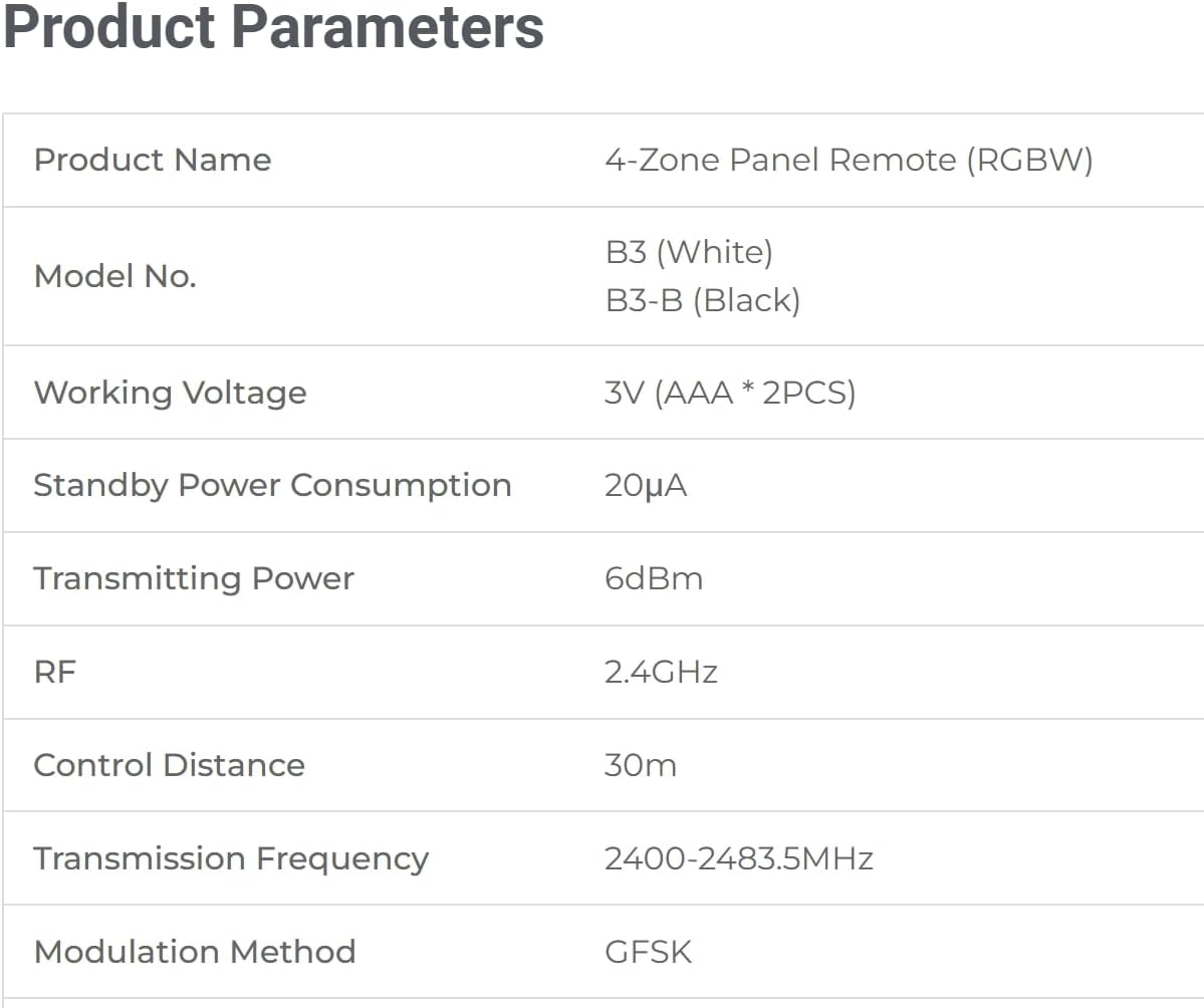 Miboxer B3 remote demonstrating 4-zone individual control over different rooms