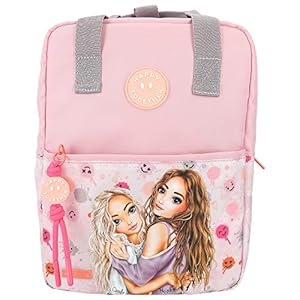 Depesche 12263 TOPModel Happy Together - Rucksack in Rosa mit Model-Motiv und Smiley-Muster, Tasche mit verstellbarem Schultergurten