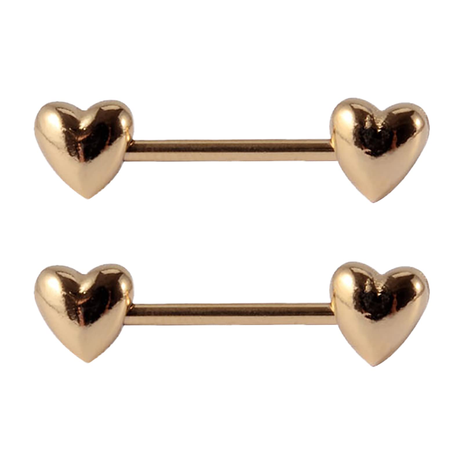 Salwosai 14G Stainless Steel Nipple Rings Solid Heart Straight Barbell Bars Tongue Ring 16mm(5/8 Inch) Body Piercing Jewelry