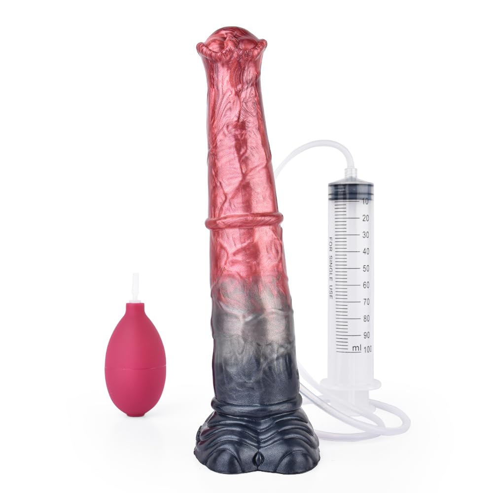 Dildo di cavallo Dildo gigante di cavallo animale con ventosa Spray Squirting Pene Plug anali Silicone multicolore Giocattoli sessuali anali for uomini e donne