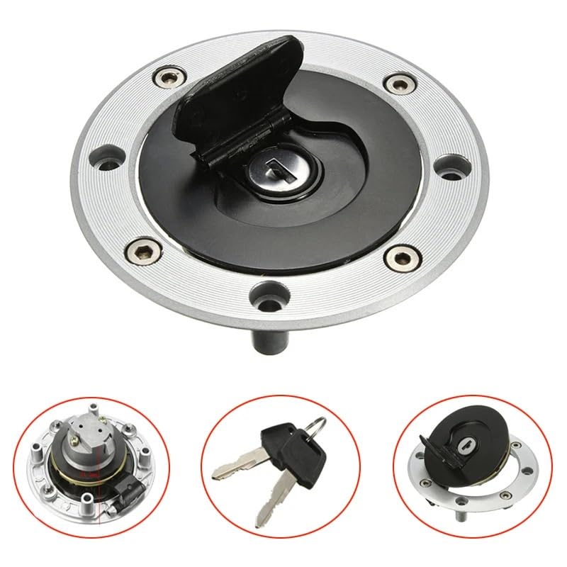 Moto Tapón Depósito Combustible Tapa de Tanque de Combustible con Cerradura para Motocicleta con 2 Llaves para Su&zuki GSXR 600 700 GSXR1000 para Katana 600 GSX-600F