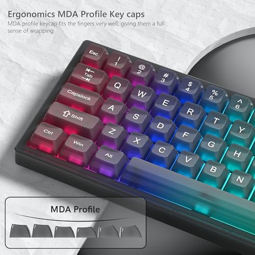 Image of Womier Keyboard Keycaps Jelly, Black Clear Shine Through Keycaps