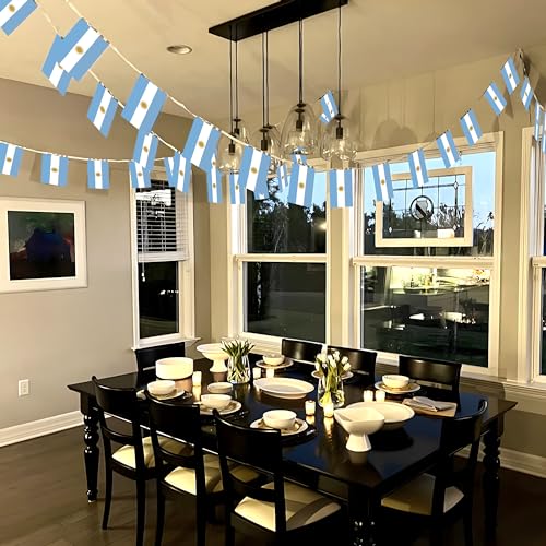 Image of Anley Argentina String Flag Pennant Flags, Patriotic Events 9th of July Argentina Independence Day Decoration Sports Bars - 33 Feet 38 Flags