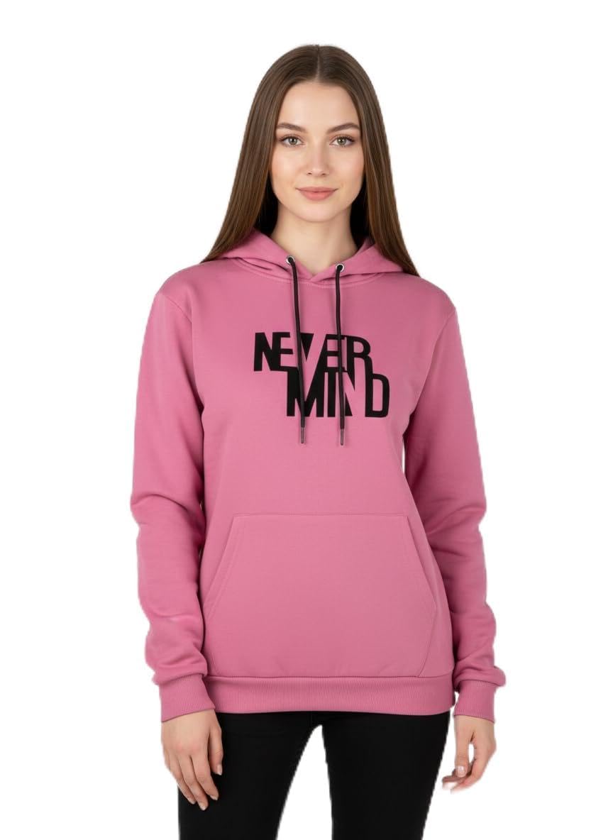 - Unisex-Adult Regular Cotton Hooded Neck Never Mind Printed Hoodie for Men and Women