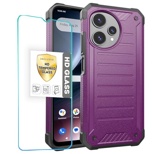 Coque AT&T Verge 2 Anti-Choc Écran Brisé Évité Violette avec Verre Trempé Incluse