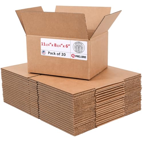 Image of Medium Cardboard Boxes 11 1 /4 inchL x 8 3 /4 inchW x 6 inchH (Pack of 20) - USA-Made Packing Boxes for Moving, Shipping, or Storage - USPS, UPS, FedEx Approved - Professional Packing Supplies for Moving
