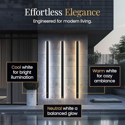 MOD LIGHTING Haylen Wired LED Outdoor Wall Light (1-Pack), 12" Water Resistant Outdoor LED Sconce, Remote Dimming Modern Wall Sconces for Patio, Garage, Black by MOD LIGHTING - Image 4