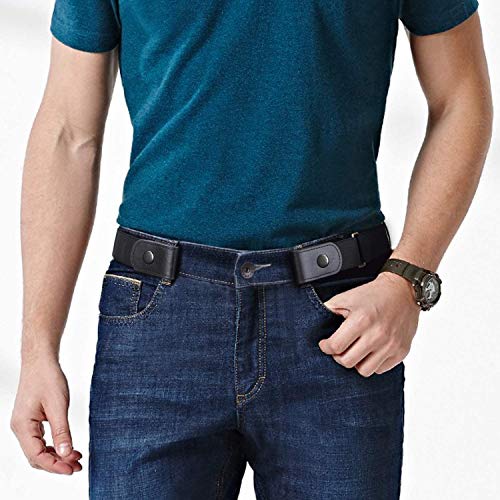 Image of WERFORU 4 Pack No Buckle Show Belt for Men Buckle Free Stretch Belt for Jeans Pants 1.38 Inches Wide