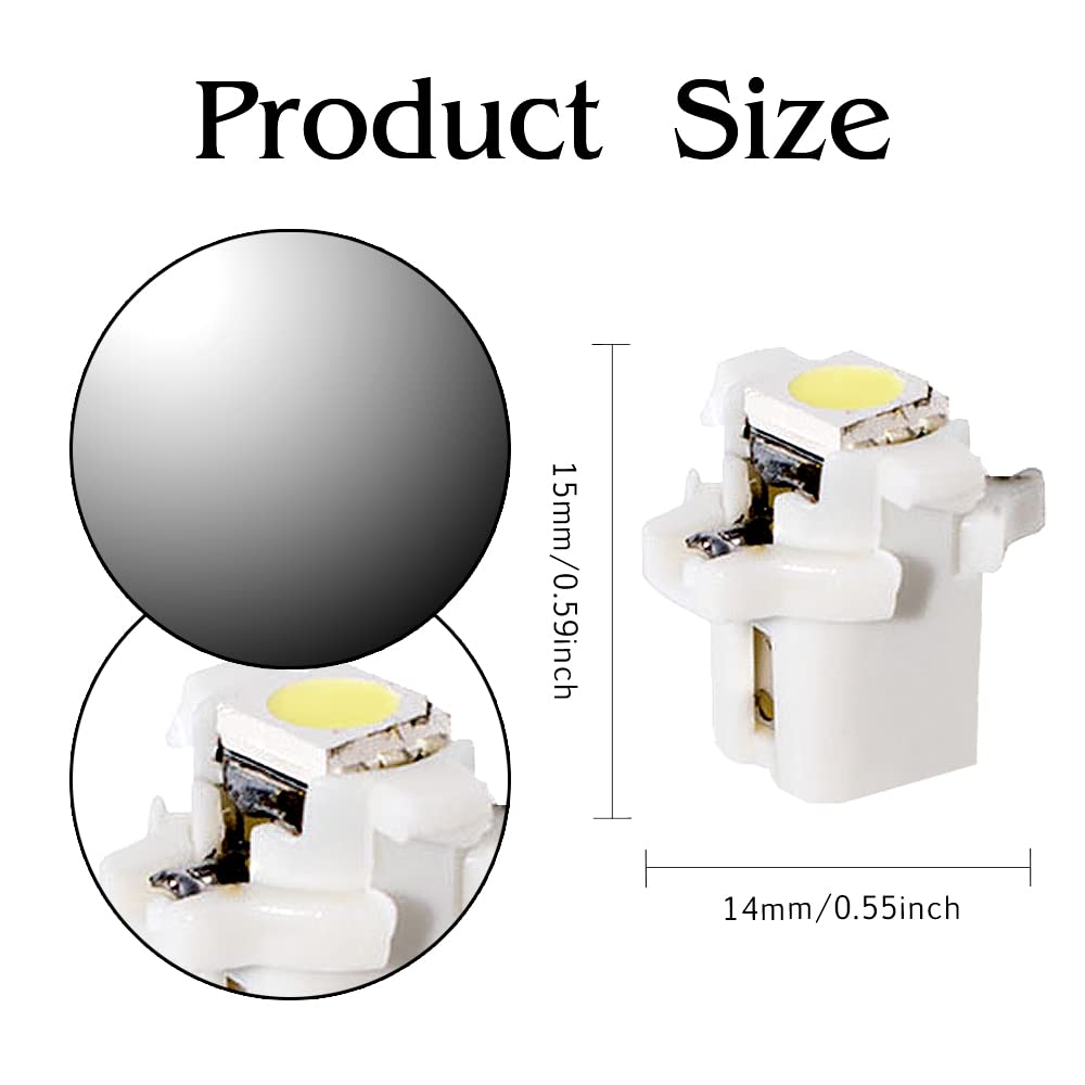 OtpOutopa Guage Cluster Speedometer Light Bulbs T5 B8.3d 5050 1SMD Led Dashboard Dash Cluster Speedmeter Instrument Panel LED Light Bulbs, Super Bright Bulb PC195 PC194 PC168 (White,4PCS)