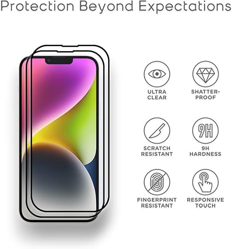 Miniatura 2 de Protector de pantalla para iPhone 14 Plus, 3 unidades de vidrio templado de alta calidad, ultra transparente, resistente a los arañazos para