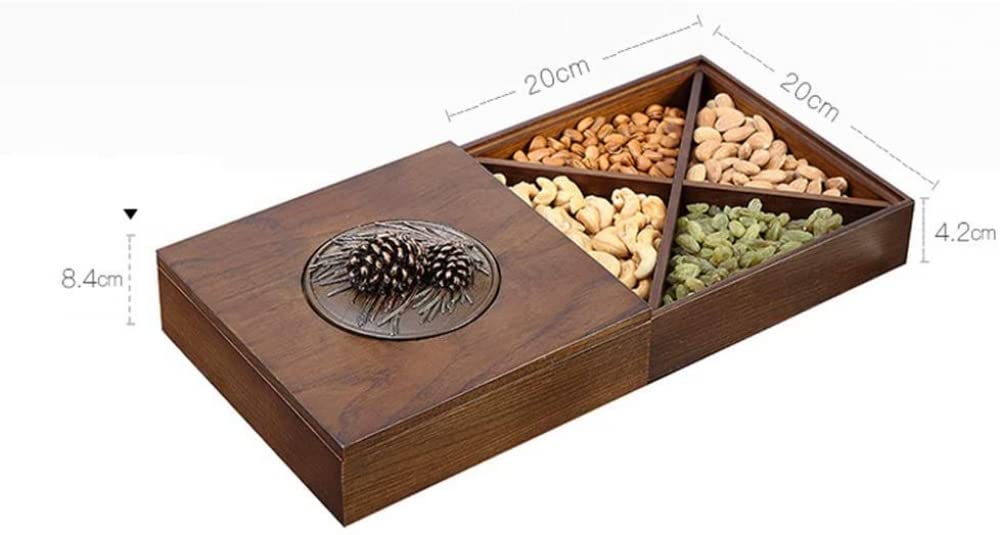 Nut Bowl Home Living Room Double Layer Nut Serving Platter Serving Tray with Lid -20 * 20 * 8.4cm