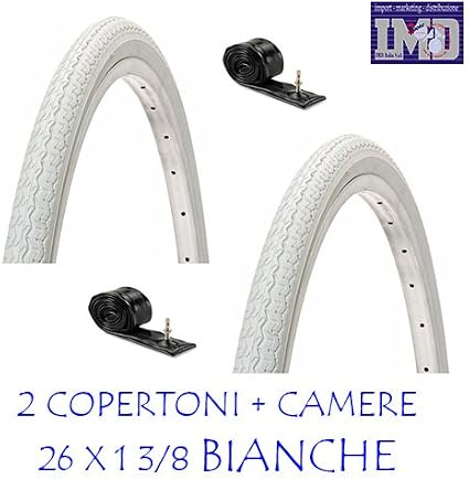 2 COPERTONI + CAMERE d'Aria da 26 x1 3/8 Colore Bianco Vintage per Bici  Olanda : Amazon.it: Sport e tempo libero