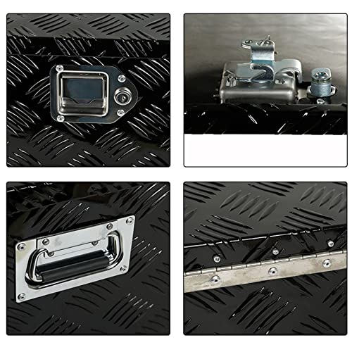 Chowty 49"X15"X15" Black Heavy Duty Aluminum Pickup Truck Bed 5 Bar Tread Pattern Truck Tool Box, Underbody Tool Box Storage Trailer Tongue Box With Lock And Key For Rv, Atv, Trailer & Truck #TOP3