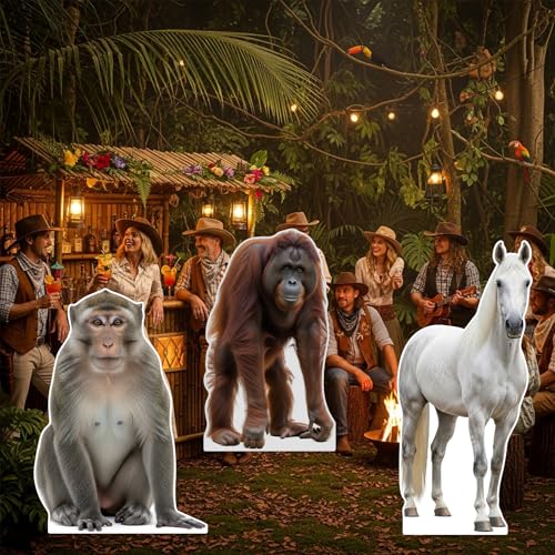 Image of Monkey 4FT Life Size Cardboard Cutout, Fun Animal Standup, 1 PC | Fun Animal Standup Cardboard Cutout for Events, Party Decorations, Birthday Parties, Photo Shoots, Home & Office Decor.
