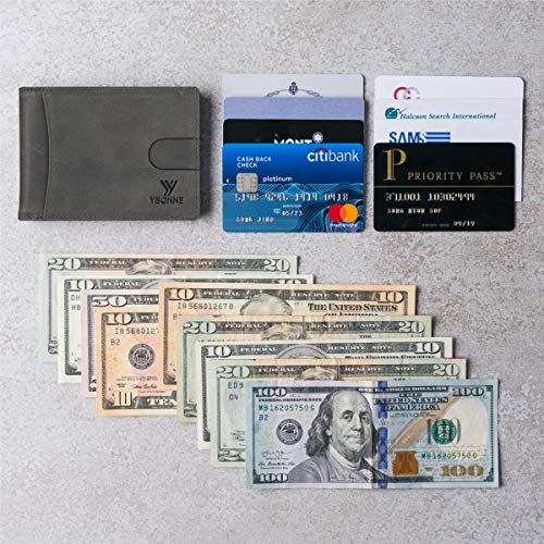 Image of YBONNE Functional Compact RFID Blocking Bifold Wallet for Men, Made of Finest Genuine Leather