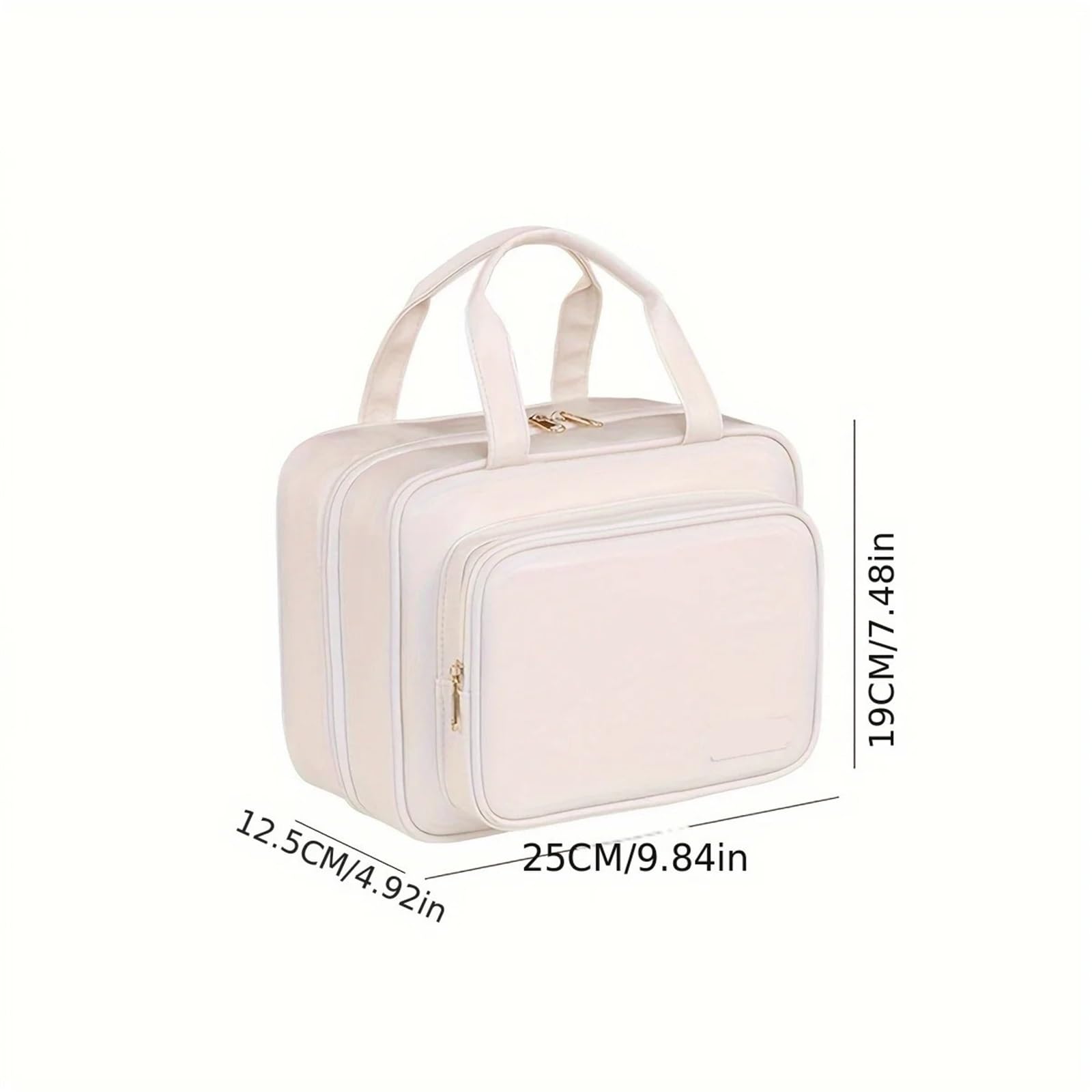 Borsa cosmetica da appendere in pelle 1 pezzo for donna, organizer portatile for trucco, borse viaggio di grande capacità Per Viaggi(Black)