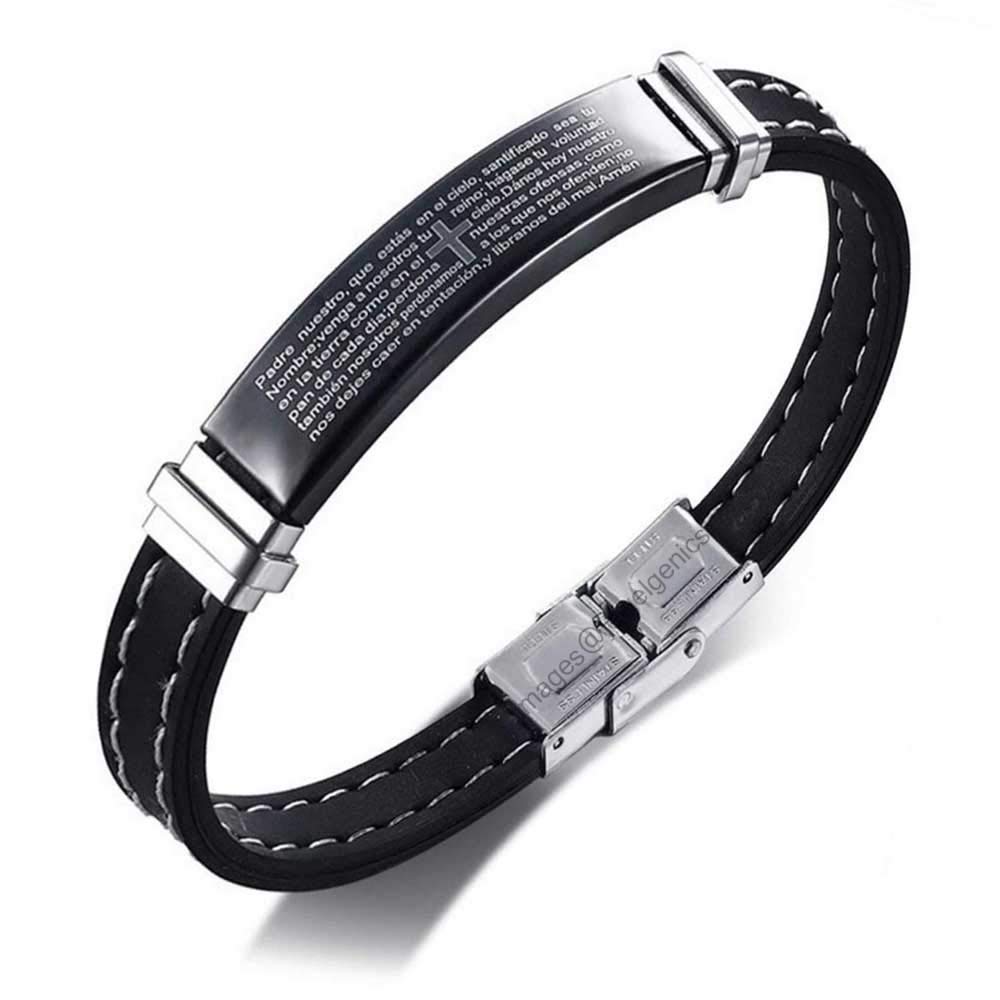 Jewelgenics Cross Design Catholic Christian Prayer Printed Bracelet for Men and Women (Black) (B08KLKDXVJ) Amazon Price History, Amazon Price Tracker