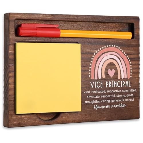 Appreciation Thank You Vice Principal Gift, Inspirational Vice Principal Office Decor, Thank You Ideas Desk Decor for Retirement, New Job, Motivational, Wooden Self-Stick Note Pad Holders TBC74