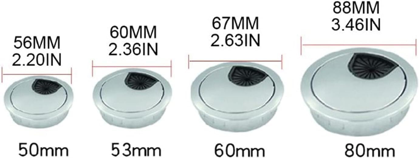 Desk Cable Grommets,2 Pcs Zinc Alloy,Cable Outlet Port Surface Line Holder 50mm-80mm,