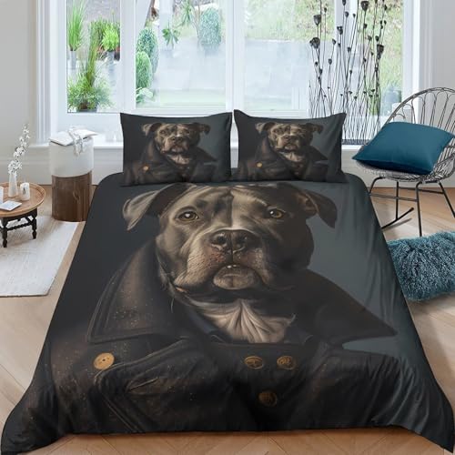 Parure de lit pitbull imprimé 3D avec housse de couette confortable en microfibre