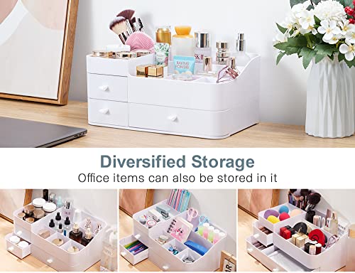 Makeup Organizer With Drawers,Large Capacity Countertop Organizer For Vanity,Bathroom And Bedroom Desk Cosmetics Organizer For Skin Care,Brushes, Eyeshadow, Lotions, Lipstick, Nail Polish And Jewelry #TOP5
