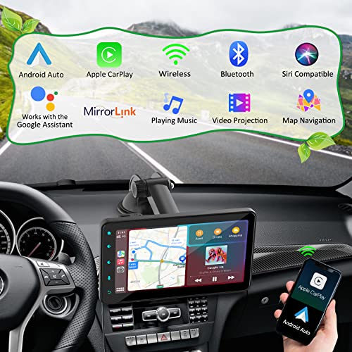 Carpuride W707 2023 Newest 7 Inch Screen Portable Wireless Apple Carplay & Android Auto, Car Radio Receiver Mp5 Player With Mirror Link, Color Light Key, Sucker Holder & Dashboard Mounted #TOP1