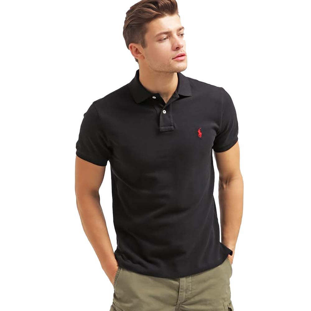 Ralph Lauren Slim-Fit Custom Pique Polo Shirt, Black, XXL