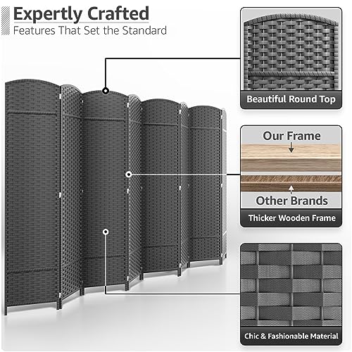 Sorbus 8 Panel Room Divider 6 ft. Tall - Privacy Screen, Extra Wide Double Hinged Panels, Mesh Hand-Woven Design, Partition Room Dividers and Folding Privacy Screens, Wall Divider for Room Separation
