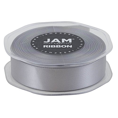 Jam Paper Double Faced Satin Ribbon - 7/8 Inch Wide X 25 Yards - Silver - Sold Individually #TOP3
