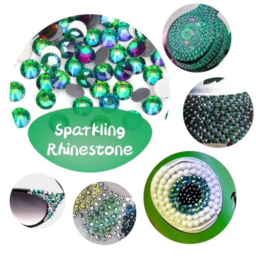 Image of 10000PCS Green Volcano Rhinestones Bulk, Flat Back Crystal Glass Stone Round Gems,SS16, 3.8-4.0mm