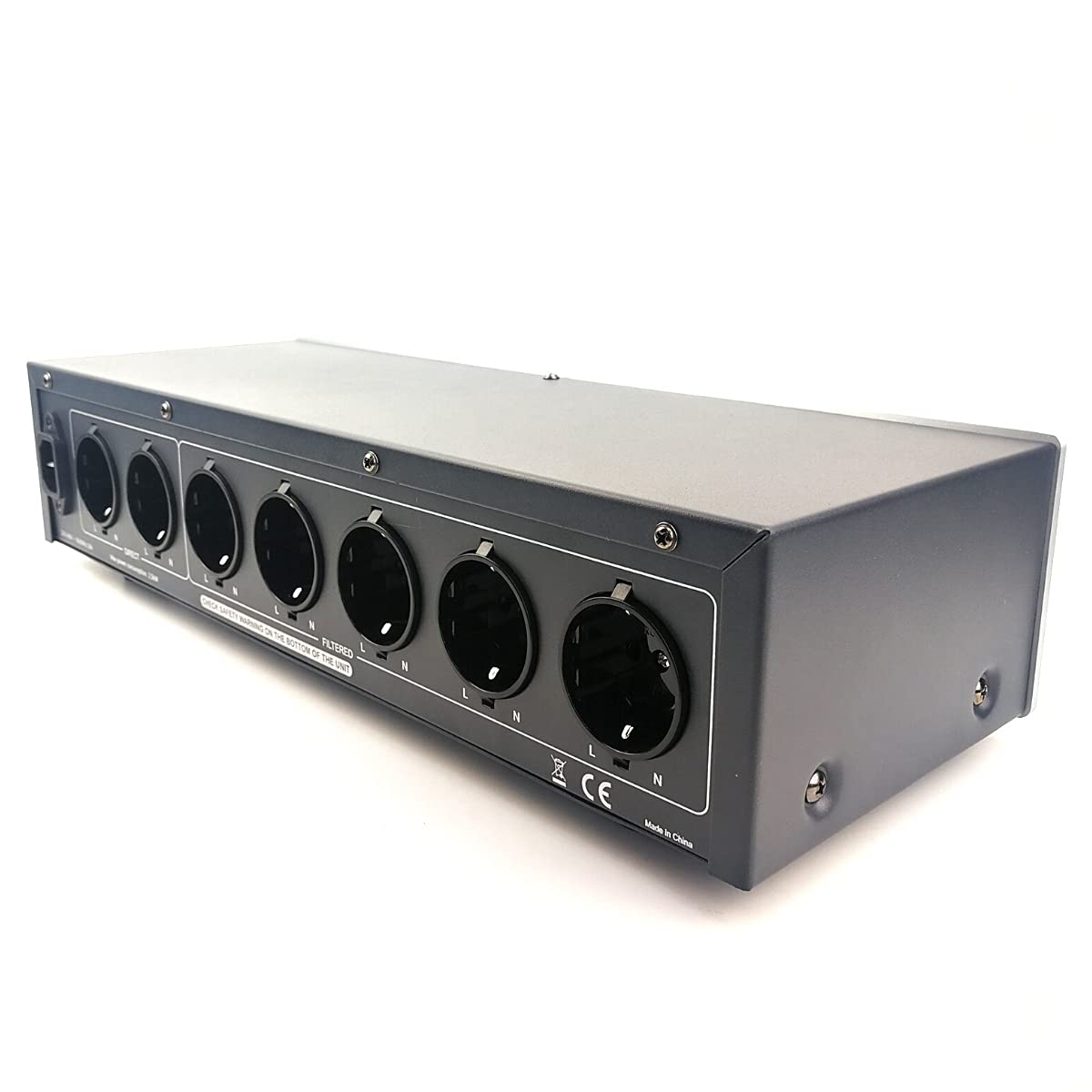 WAudio Filtre de ligne HiFi W-6000S, 7 Prises Multiples avec Voltmètre, Protection contre les Surtensions et Lumière de Phase (Argent)