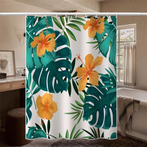 Rideau de douche imperméable en polyester de qualité supérieure à motif plantes - 4
